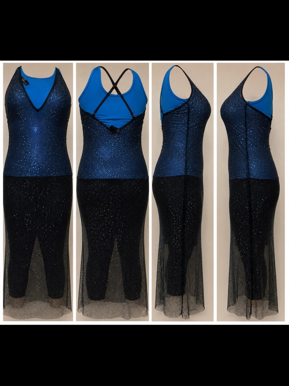 Bluebella Noor Long Chemise–Black/Clear –Size US 8 Medium can fit up to XL shape